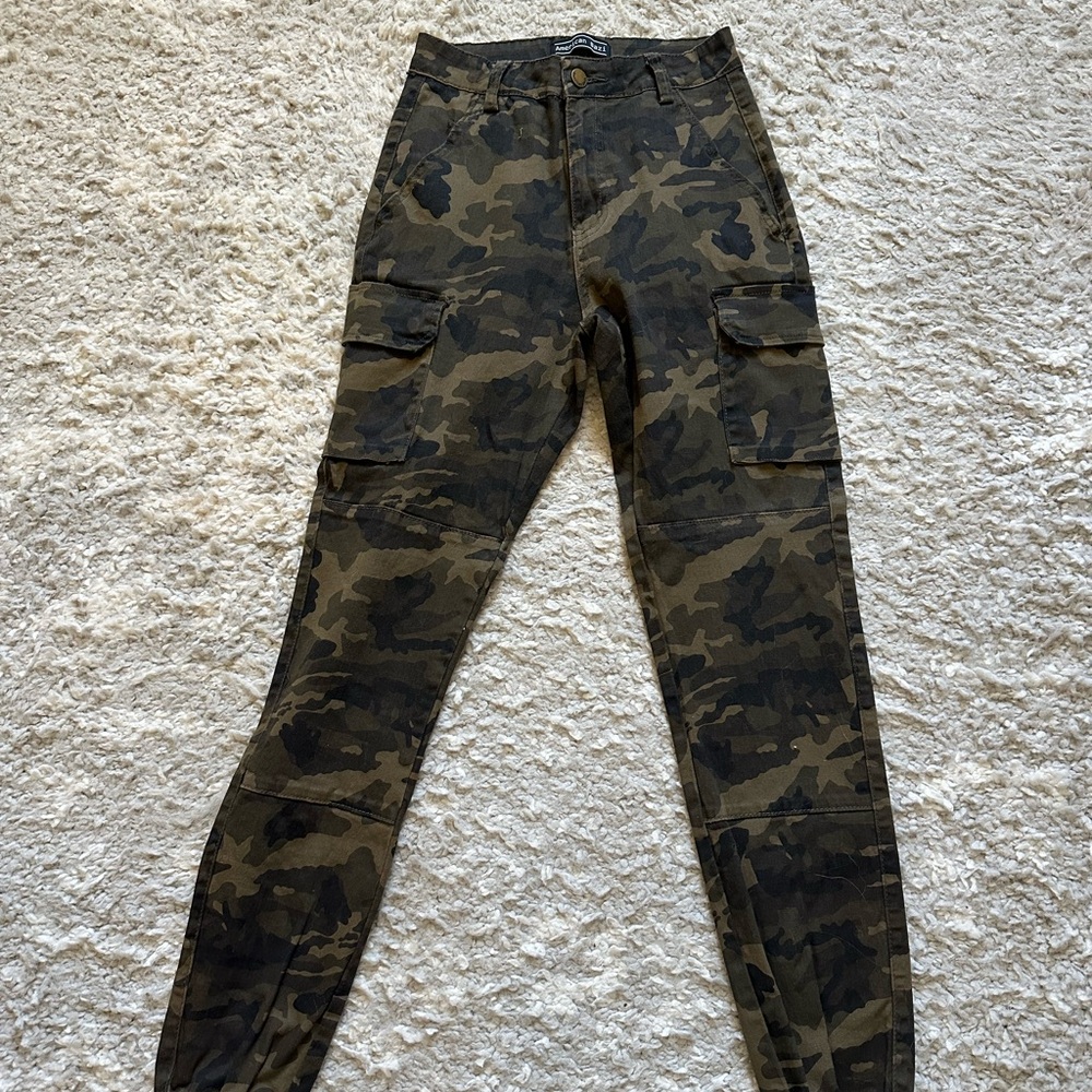 Camouflage and Black Cargo Joggers